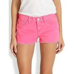 J. Brand Gracie Cut Off Denim Shorts Signal Pink High Waist Cut Raw Hem Size 27